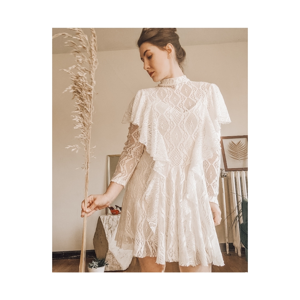 Rare Free People Mini Dress Little White Dress Rock Candy Dress